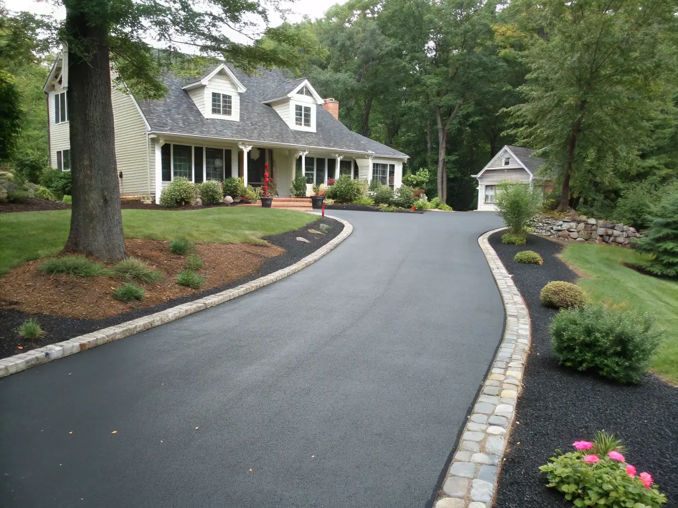 A sleek asphalt driveway leading to a modern home, demonstrating Forge Co's commitment to quality and curb appeal.